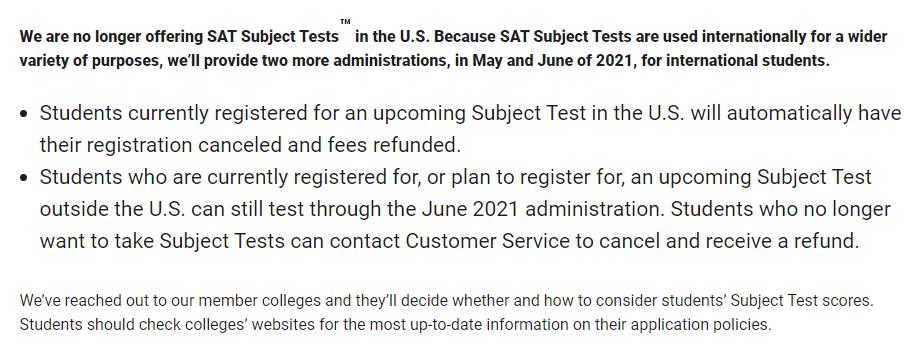 no sat subject tests explanation